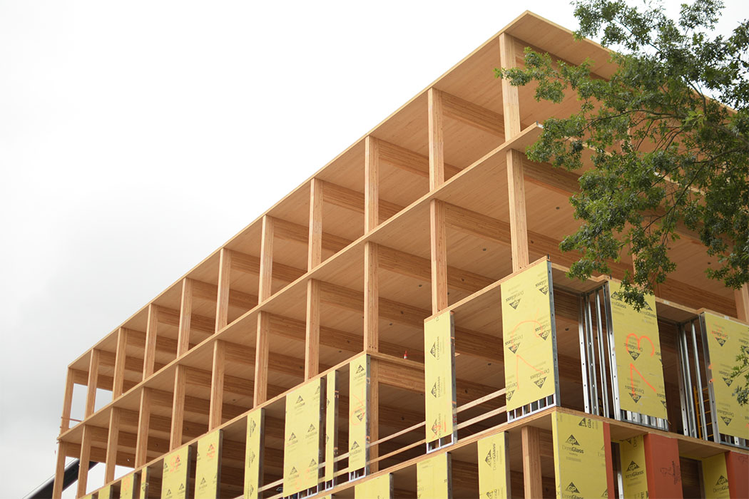 Face of a CLT five-story building