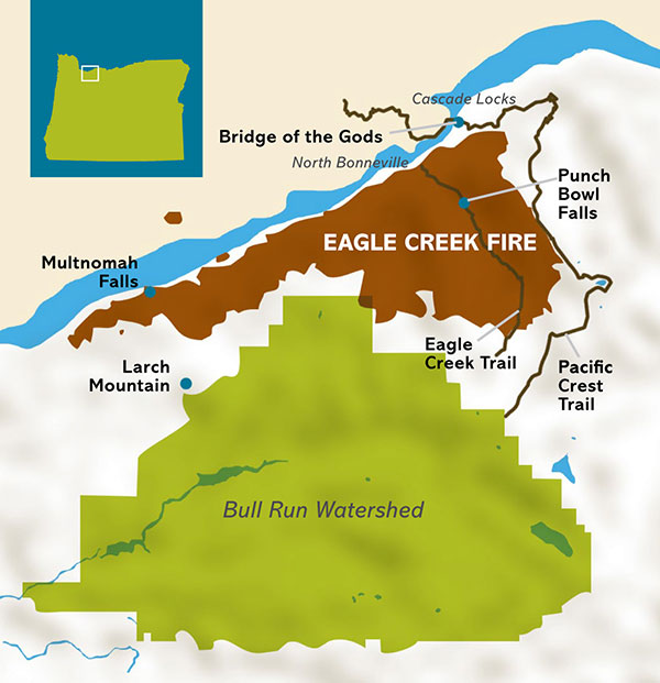 Eagle creek fire map