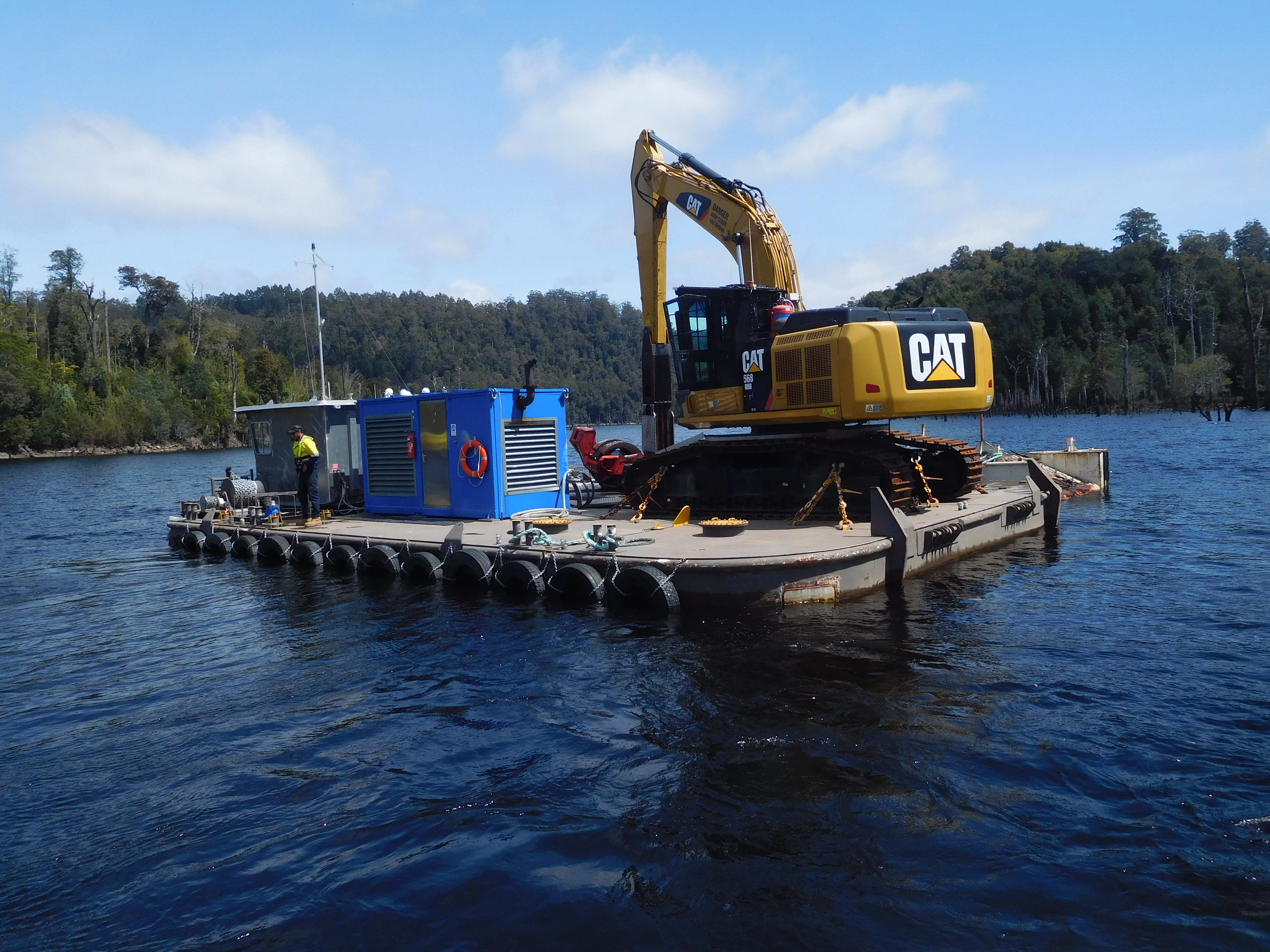 Hydrowood logging in the river.