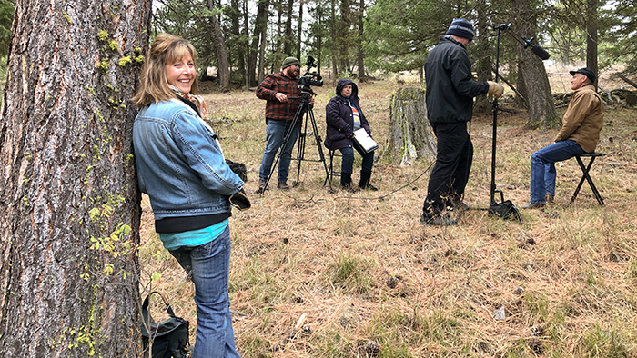 Filming in the forest