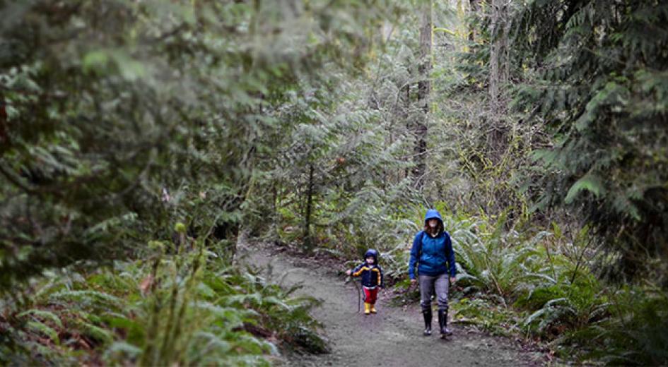 Hiking with kids inside Tryon Creek park