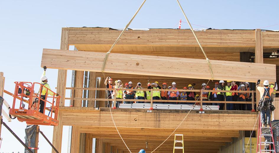 Watching a beam get installed