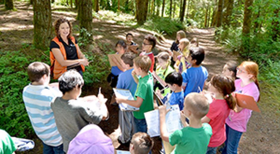 kids in the forest ed program with Bonnie