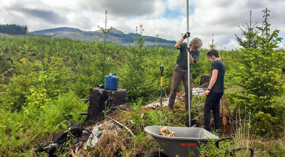 Setting up the timelapse cameras in a clearcut